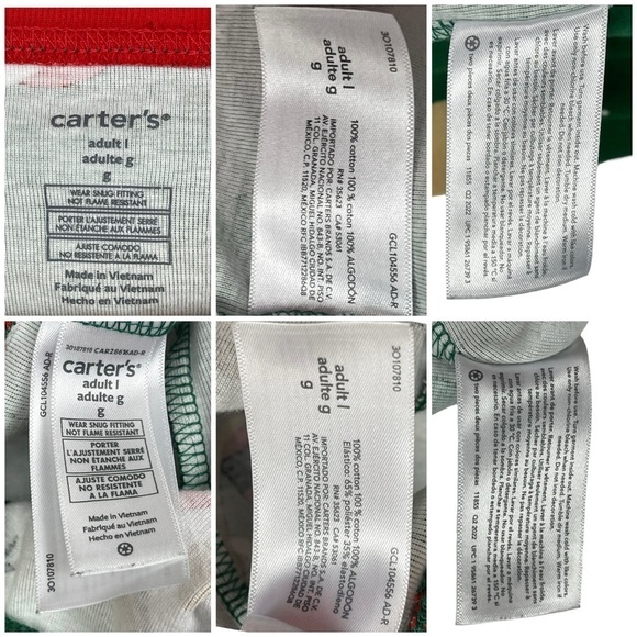 CARTER'S ADULT SANTA REINDEER HOLIDAY RED GREEN COTTON MATCHING PAJAMA PJ SET - Picture 13 of 14